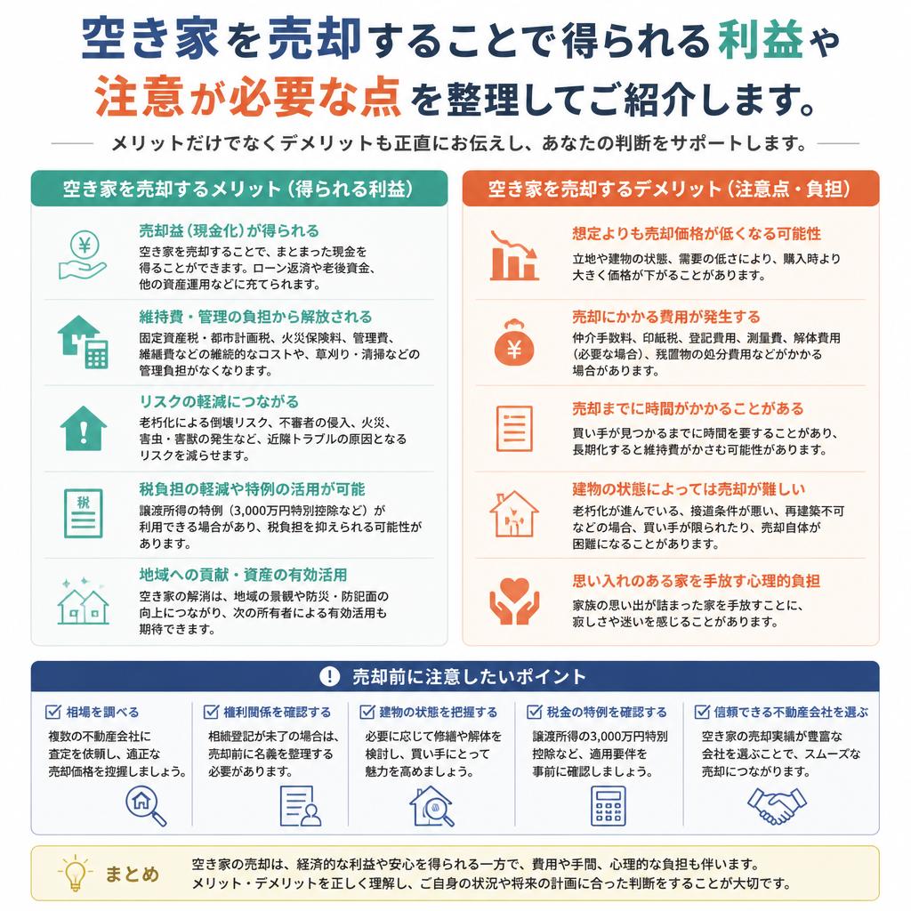 空き家売却のメリットとデメリット